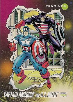 1992 Impel Marvel Universe #83 Captain America and U.S. Agent Front