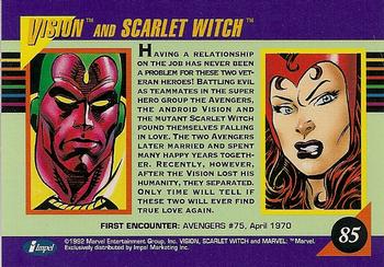 1992 Impel Marvel Universe #85 Vision and Scarlet Witch Back