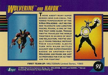 1992 Impel Marvel Universe #91 Wolverine and Havok Back