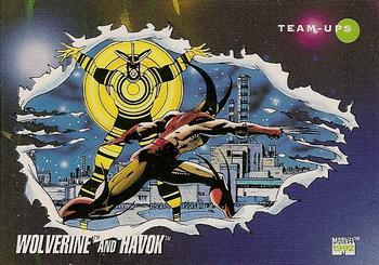 1992 Impel Marvel Universe #91 Wolverine and Havok Front