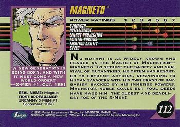 1992 Impel Marvel Universe #112 Magneto Back