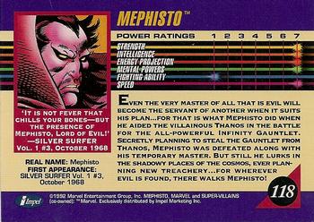 1992 Impel Marvel Universe #118 Mephisto Back