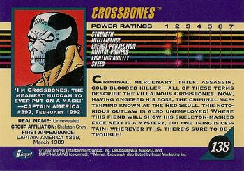 1992 Impel Marvel Universe #138 Crossbones Back