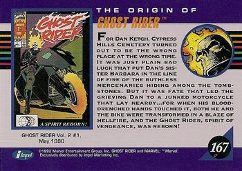 1992 Impel Marvel Universe #167 Ghost Rider Back