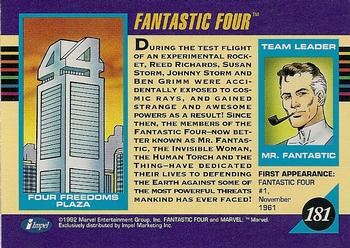1992 Impel Marvel Universe #181 Fantastic Four Back