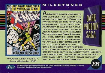 1992 Impel Marvel Universe #195 Dark Phoenix Saga Back