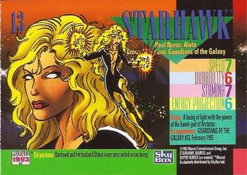 1993 SkyBox Marvel Universe #13 Starhawk Back