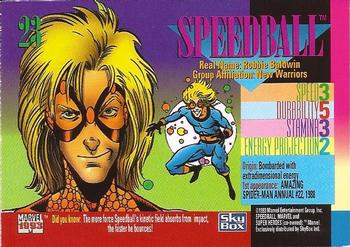 1993 SkyBox Marvel Universe #23 Speedball Back