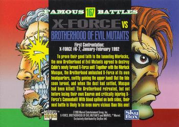 1993 SkyBox Marvel Universe #167 X-Force vs Brotherhood of Evil Mutants Back