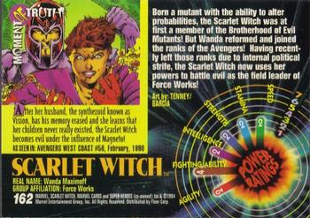 1994 Fleer Marvel Universe #162 Scarlet Witch Back