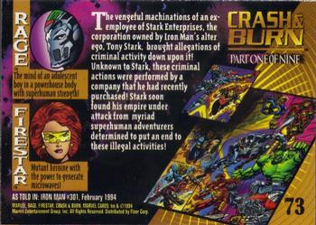 1994 Fleer Marvel Universe #73 Rage & Firestar Back