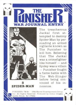 1992 Comic Images Punisher Guts and Gunpowder (Punisher War Journal) #3 Spider-Man / Punisher Back
