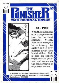 1992 Comic Images Punisher Guts and Gunpowder (Punisher War Journal) #32 Fisk Back