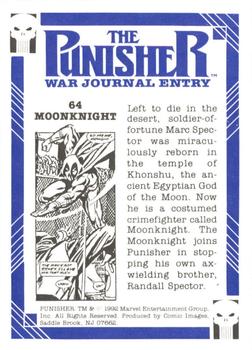 1992 Comic Images Punisher Guts and Gunpowder (Punisher War Journal) #64 Moon Knight / Punisher Back