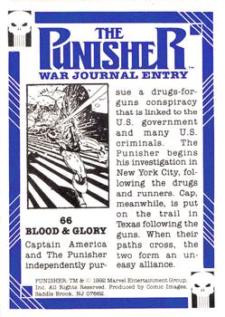 1992 Comic Images Punisher Guts and Gunpowder (Punisher War Journal) #66 (Blood & Glory) Punisher / Captain America Back