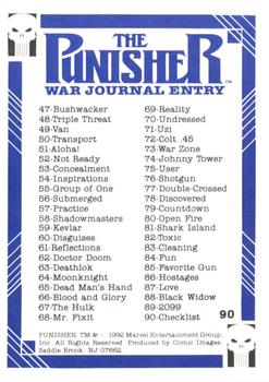 1992 Comic Images Punisher Guts and Gunpowder (Punisher War Journal) #90 The Punisher War Journal Entry (Checklist) Back