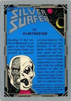 1992 Comic Images The Silver Surfer #31 In-Betweener Back