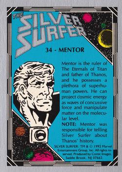 1992 Comic Images The Silver Surfer #34 Mentor Back