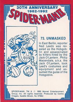 1992 Comic Images Spider-Man II: 30th Anniversary 1962-1992 #73 Unmasked Back
