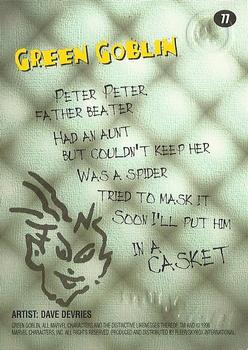 1996 SkyBox Premium Spider-Man #77 Green Goblin Back