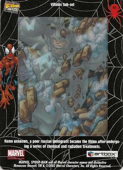 2002 ArtBox Spider-Man FilmCardz #61 Rhino Back