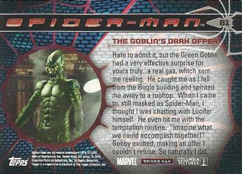 2002 Topps Spider-Man #61 The Goblin's Dark Offer Back