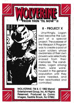 1992 Comic Images Wolverine From Then 'Til Now II #8 Project X Back