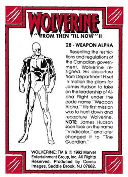 1992 Comic Images Wolverine From Then 'Til Now II #28 Weapon Alpha Back