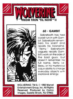 1992 Comic Images Wolverine From Then 'Til Now II #60 Gambit Back