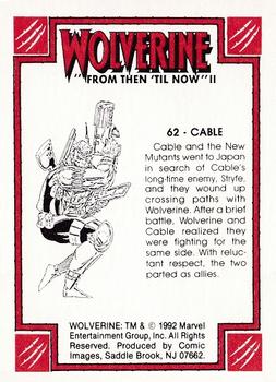 1992 Comic Images Wolverine From Then 'Til Now II #62 Cable Back