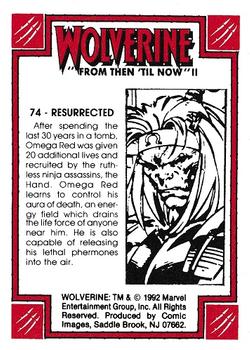 1992 Comic Images Wolverine From Then 'Til Now II #74 Resurrected Back