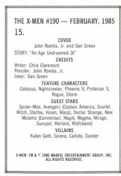 1990 Comic Images Uncanny X-Men II #15 Issue #190 Back