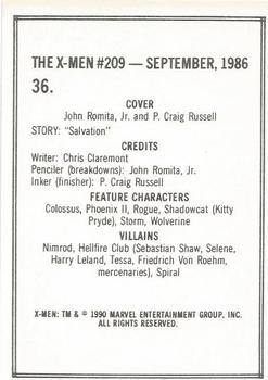 1990 Comic Images Uncanny X-Men II #36 Issue #209 Back