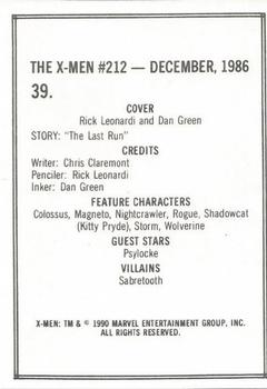 1990 Comic Images Uncanny X-Men II #39 Issue #212 Back