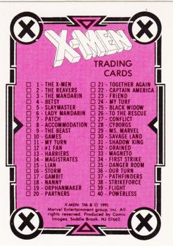 1991 Comic Images X-Men #90 Checklist Front