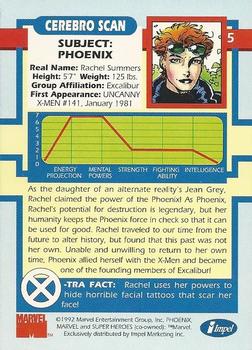 1992 Impel The Uncanny X-Men #5 Phoenix Back