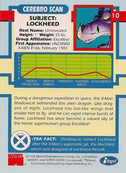 1992 Impel The Uncanny X-Men #10 Lockheed Back