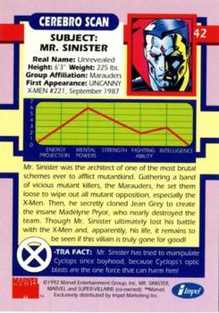 1992 Impel The Uncanny X-Men #42 Mr. Sinister Back