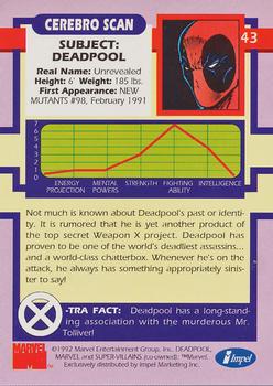 1992 Impel The Uncanny X-Men #43 Deadpool Back