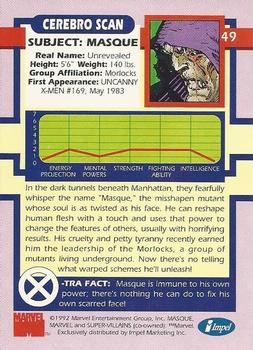 1992 Impel The Uncanny X-Men #49 Masque Back
