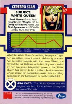 1992 Impel The Uncanny X-Men #67 White Queen Back