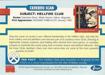 1992 Impel The Uncanny X-Men #76 Hellfire Club Back