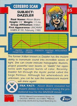 1992 Impel The Uncanny X-Men #85 Dazzler Back