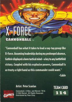 1995 Fleer Ultra X-Men #114 Cannonball Back