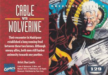 1995 Fleer Ultra X-Men #129 Cable vs. Wolverine Back