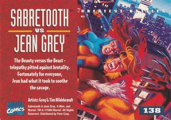 1995 Fleer Ultra X-Men #138 Sabretooth vs. Jean Grey Back