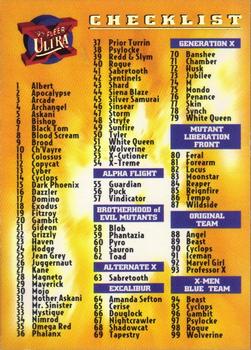 1995 Fleer Ultra X-Men #150 Checklist Front