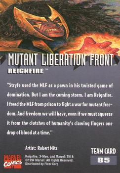 1995 Fleer Ultra X-Men #85 Reignfire Back