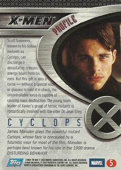 2000 Topps X-Men The Movie #5 Cyclops Back