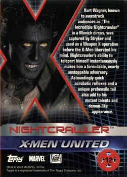 2003 Topps X2: X-Men United #12 Nightcrawler Back